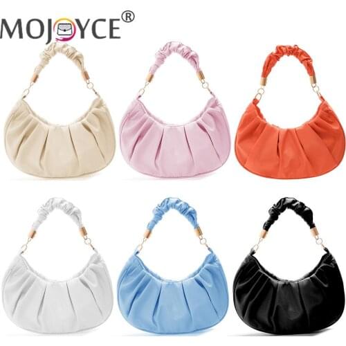 Elegant Pleated Design Subaxillary Bags Female Single Strap Plain Shoulder Bags Women Nylon Small Underarm Bag