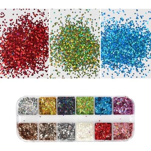 1MM Holographic Colorful Hexagon Chunky Glitter Nail Sequins Laser Sparkly Flakes For Manicure DIY Nail Art Decorations RK390024