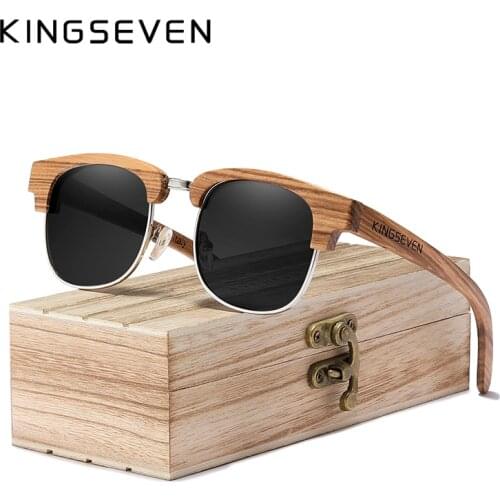 KINGSEVEN 2020 New Retro Wooden Natural Male Sunglasses Polarized Men Spring Hinge UV400 Protection Oculos De Sol Feminino G5917