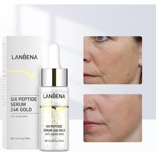 LANBENA Six Petides Hyaluronic Acid Collagen Face Serum Vitamin C Whitening Shrink Pore Facial Essence Anti Aging Skin Care 15ml