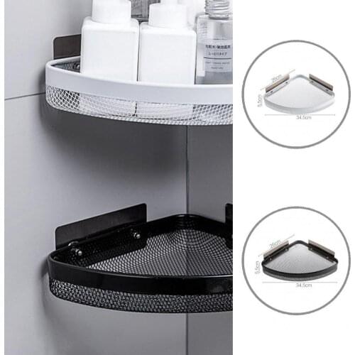 Lightweight Modern Traceless Tray Storage Rack Easy to Install Corner Shower Shelf Fine Mesh for Home