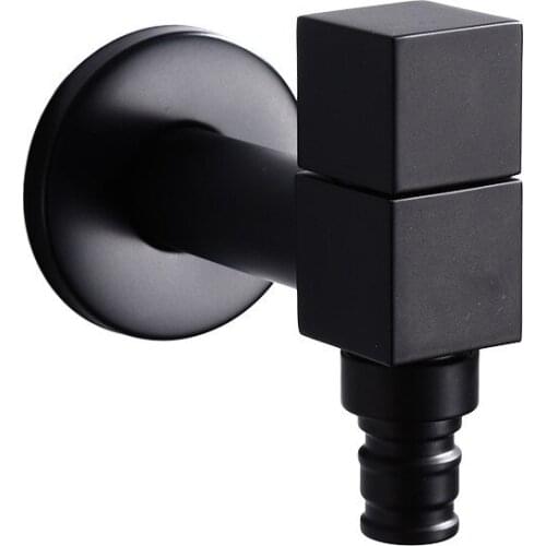 Black Color Copper Faucet Washing Machine Square Faucet Bathroom Mop Taps Durable Single Cold Water Faucet