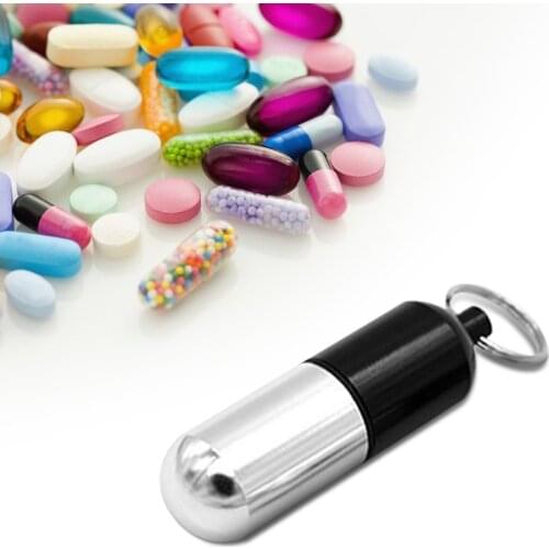Mini Pill Box Portable Emergency Regular Pills Storage Case Waterproof Aluminum Container Pill Container Key Ring