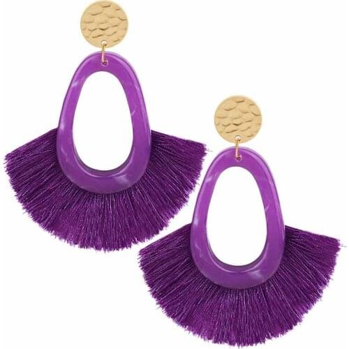 Fashion Colors Tassel Earrings Brincos Boho Statement Fringe Earings Circle Vintage Dangle Round Earring Jewelry
