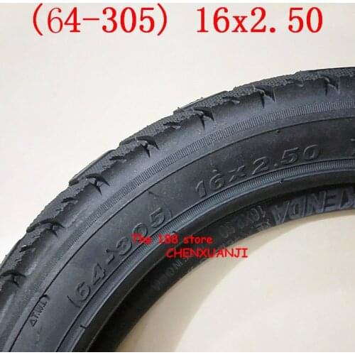 Set of two All-Terrain Tread Tire Size 16x2.5 16x2.50 (65-305) Fits Electric Bikes (e-bikes) Kids Bikes Small BMX and Scooters