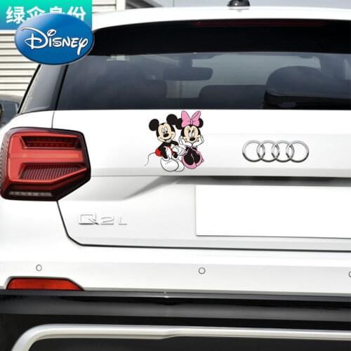 Disney Car Sticker Mickey Minnie Lovers Cute Scratch Sticker Side Door Block Bumper Cartoon Decorative Car Sticker
