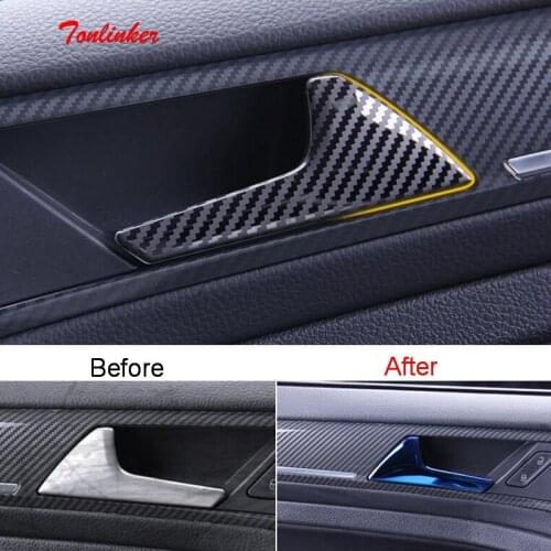 Cover Sticker for VW GOLF 2018 Car Styling 4 PCS Stainless steel Car door Interior handle Position Decoration Cover stickers