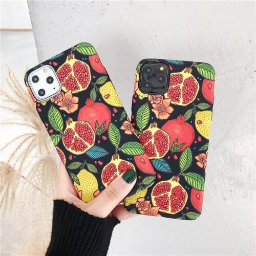 NEW Cute Luminous Pomegranate Pattern Phone Case For IPhone 12 Pastel Fruit Hard PC Cover For IPhone 11/7/8/Plus/X/XR/XS/MAX