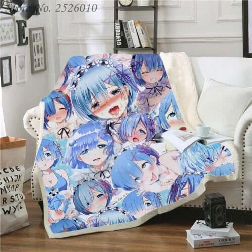 Throw Blanket Re: Life a Different World from Zero Rem 3D Blanket For Kids Girls Sherpa Blanket Couch Quilt Cover Travel 02