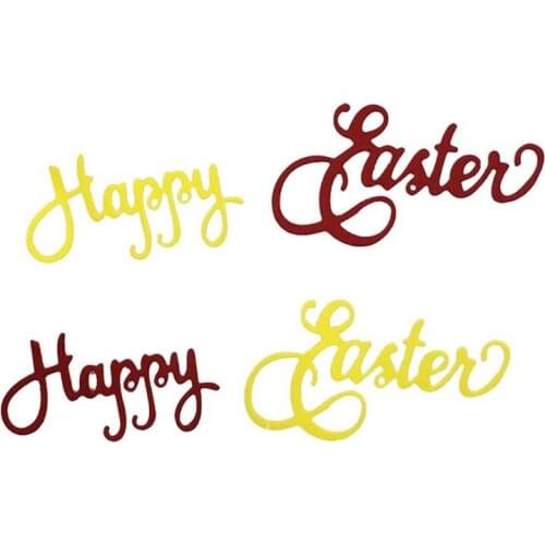 Happy Easter Text Metal Cutting Dies Stencil Scrapbooking DIY Album Stamp Paper