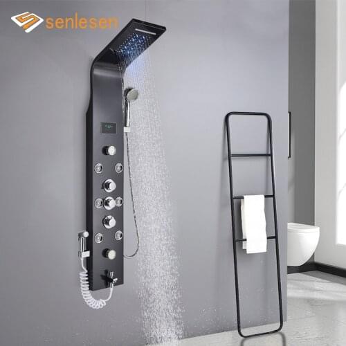 Senlesen Shower Panel Shower Faucet Mixer Bathroom Faucet With Big Screen Six Water Modes with Spray Gun Shower Column