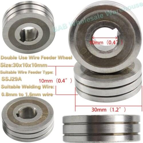 MIG Welding wire feeder wheel roller 0.8mm 1.0mm 1.2mm 1.4mm 1.6mm Double Size 30x10x10mm LRS-775S SSJ-29 Wire Feeding Machine