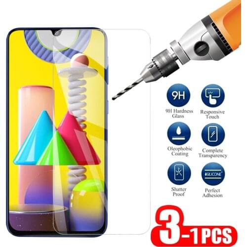 1-3PCS Safety Glass For Samsung Galaxy M31 Screen Protector On For Samsung M 31 Protective Glass Transparent Tempered Glass 9H