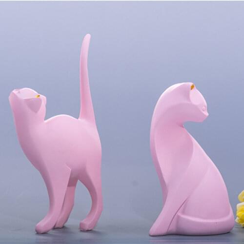 1 Pcs High quality Cat Pink Resin Home Office coffee shop Decor sculpture Simplicity statue decor Ornament Soft outfit