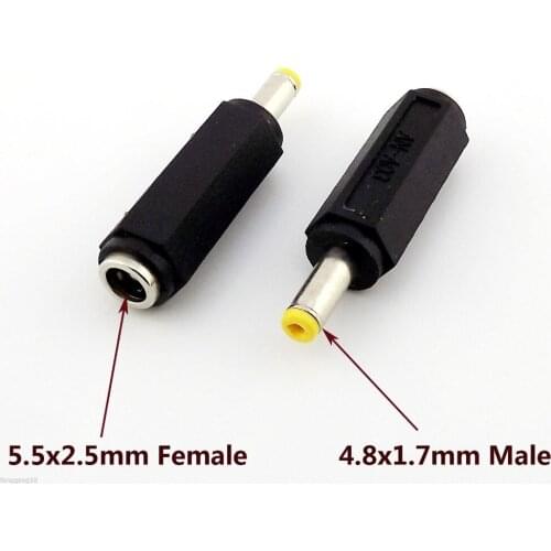 10pcs CCTV DC Power 5.5 x 2.5mm Female To 4.8 x 1.7mm Male Plug Adapter Connector