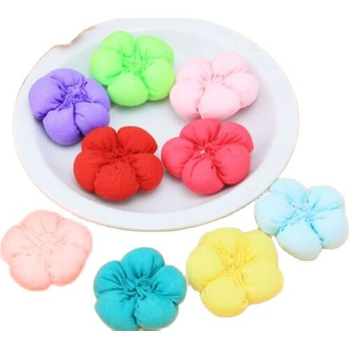 10pcs/lot 3.7cm Kawaii Fabric Flower Patches Cartoon Colorful Cotton-filled Pumpkin Flower Accessories DIY Handmade Decorations