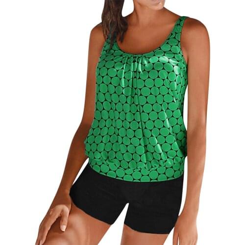 2021 New Swimwear Women Plus Size Dot Print Tankini Swimjupmsuit Swimsuit Beachwear Padded Bathing Suit Купальники Женские