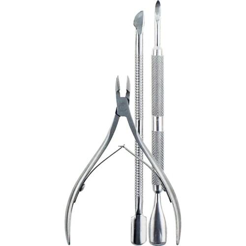 3pcs/set Nail Tool Dead Skin Remover Dual-end Trimmer Cutter Clipper Stainless Steel Cuticle Nipper Spoon Cuticle Pusher