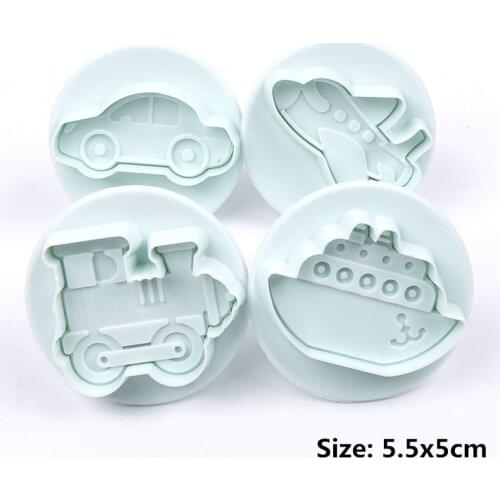 4PCS/set Airplane, Vehicle,Tank, Car Shape Plastic Biscuit Cookie Cutters Fondant Pastry Mold Cake Decorating Tools Candy Molds