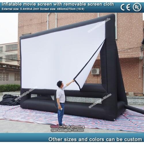 5.4m 16:9 outdoor inflatable movie screen with removable screen cloth Portable air projector screen cinema projection screen