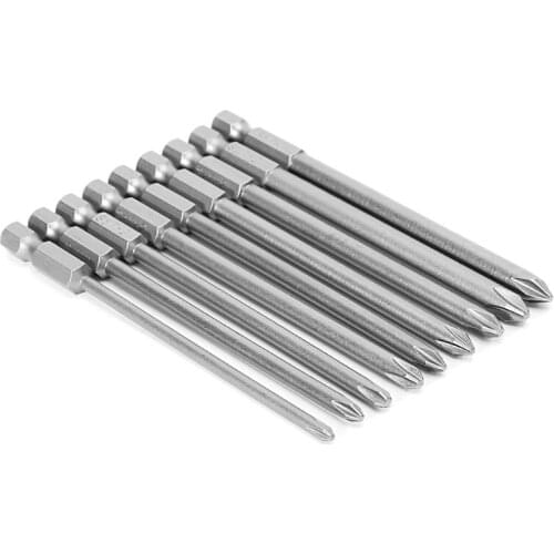 9 Pcs 1/4'' 100mm S2 Magnetic Hex Cross Head PH1 PH2 Electric Screwdriver Bit M17E