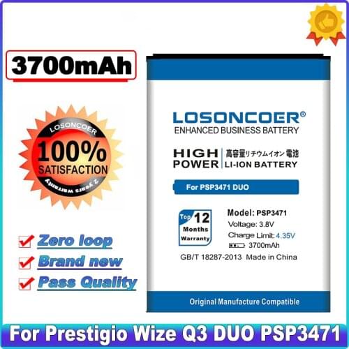LOSONCOER 3700mAh PSP3471 DUO Battery For Prestigio Wize Q3 DUO PSP3471 PSP3471DUO High Capacity Battery~In Stock