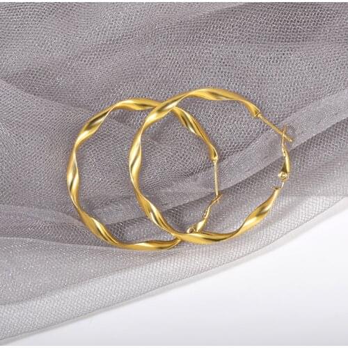 40mm 60mm Exaggerate Big Smooth Circle Hoop Earrings Simple Party Punk Round Loop Stainless Steel Earrings for Women Jewelry