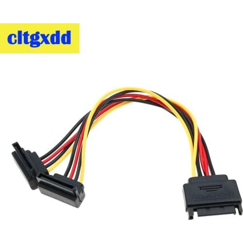 Cltgxdd 90 degree SATA 15 Pin Male to double 15P Female Y Splitter Adapter Power Cable High Quality Computer hard drive Cable