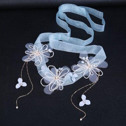 Child Handmade Light Blue Adjustable Wreath Head wear Wedding Decoration Flower Crown Bride Hair Accessories Flower Wreaths