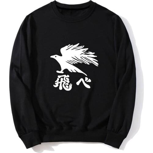 Hot Cartoon Haikyu!! Long Sleeves O-Neck Sweatshirt Pullovers Soild Outwear Fleece Autumn Winter Hoodies