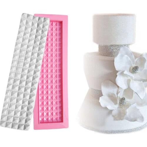 JX-LCLYL Long Square Diamond Silicone Fondant Mould Cake Decor Border Icing Sugar Mold 3D