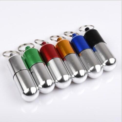 Drug storage box with key chain portable pill box waterproof aluminum storage tank large cartridge