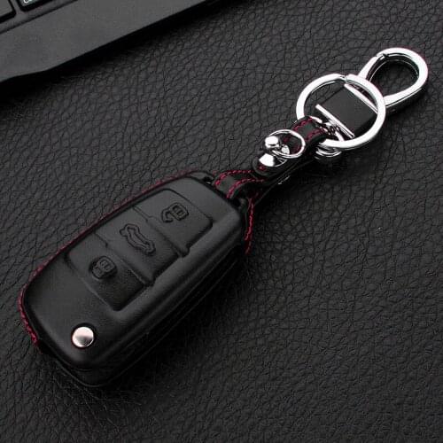 Leather Car Remote Key Case Cover Protective Shell For Audi C6 R8 A1 A3 Q3 A4 A5 Q5 A6 S6 A7 B6 B7 B8 8P 8V 8L TT RS Sline