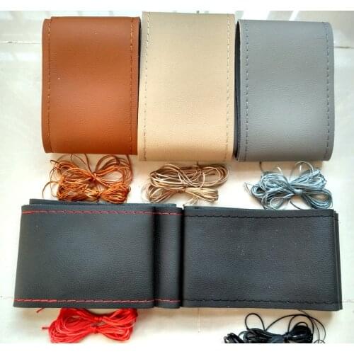 Microfiber leather cover on the steering wheel of the car braid case covers at the steering-wheel 38 cm