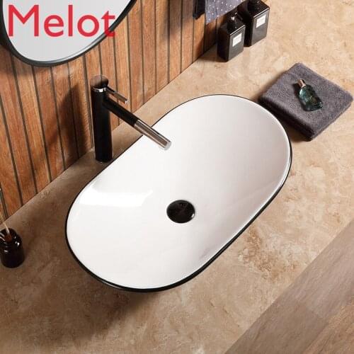 Creative black and white washbasin personality art basin ceramic washbasin modern simple table basin bathroom basin