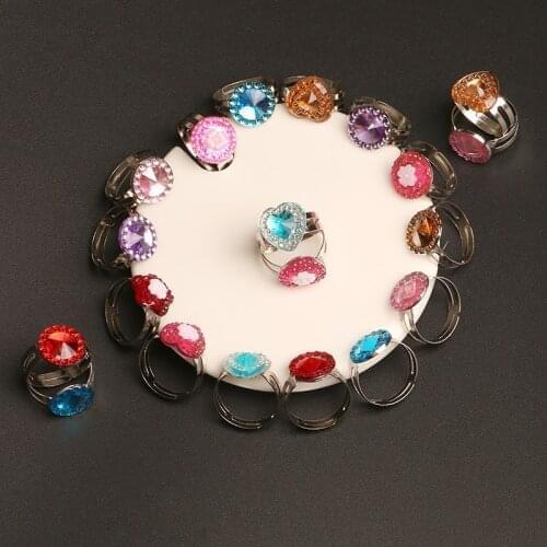 10pc/lot Love Kids Cute Sweet Rings Flower Heart Pattern Ring Jewelry Fashion Girl Child Gifts Dress Up Pretend Play Accessories