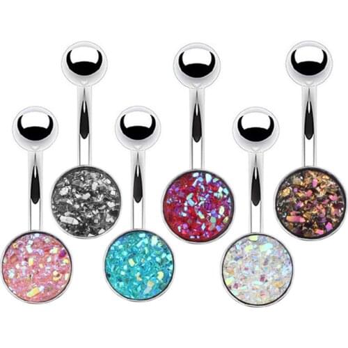 Fashion Resin Matte Flower Belly Button Rings Surgical Steel Body Jewelry Sexy Navel Piercing Ombligo