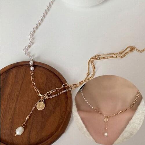 2021 New Fashion Bohemian Pearl Matel Multilayer Choker Necklace Cute Chain Pendant Necklace For Women Jewelry Girl Gift