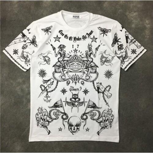 Graffiti New High Unisex skeleton letters T Shirts T-Shirt Hip Hop Skateboard Street Cotton T-Shirts Tee Top kenye #646