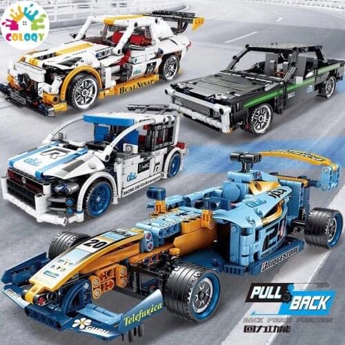 NEW Pull Back Car Racer MOC Sets Model Building Blocks DIY Kids Toys for Children Bricks Muscle Super Boy Girl Birthday Toy