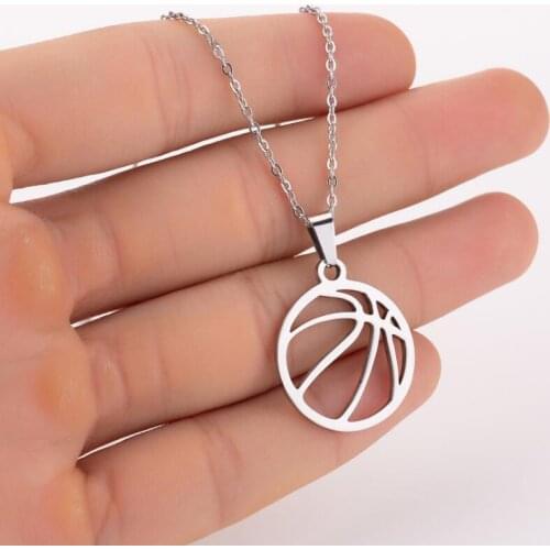 Nordic Football Basketball Earth Sports Equipment Pendant Stainless Steel Necklace Men And Women Hip Hop Cool Choker Necklace