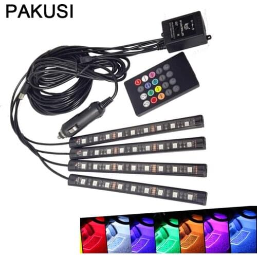 PAKUSI Car LED Atmosphere Lights 12V RGB LED Strip Decorative Lamp for Volvo XC60 Honda Jazz Suzuki Swift SX4 Nissan Qashqai