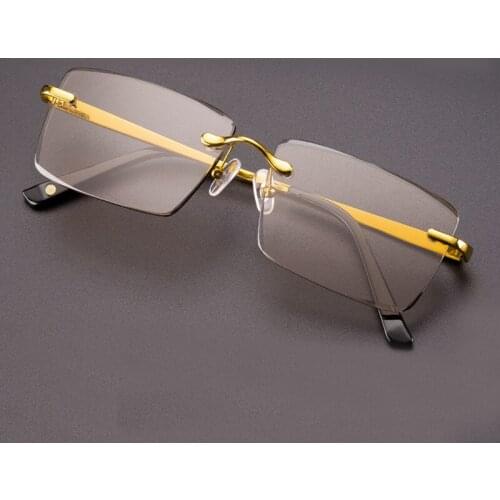 Luxury Rimless Glass Sunglasses Man Natural Crystal Stone Sun Glasses Woman Vintage Brand Design Anti Eye Dry Anti Scratch