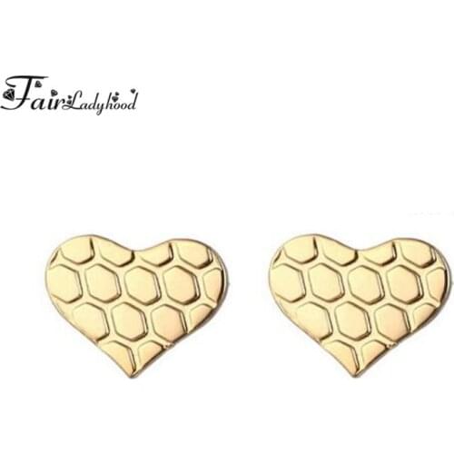 Fairladyhood Gold Color Heart Earrings For Women Gold-color Heart Stud Earrings Wholesale Fine Jewelry Gift
