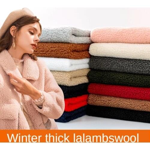 Thickened Cashmere Fleece Fabric Clothing Lining Coral Wool Plush Hats Warm Coat for Sewing DIY Solid Color Blue Black White