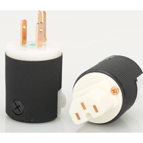 5Pairs HUBBELL 8215C Red Copper Plated US Power Plug+IEC Female Connector