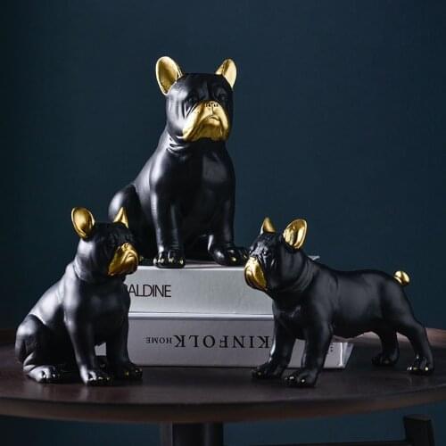 Nordic Luxury Resin French Bulldog Ornaments Home Livingroom Table Sculpture Decoration Hotel Office Desktop Figurines Crafts