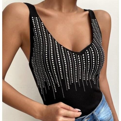 V Neck Summer Top Sleeveless Women Sexy Basic T Shirt White Off Shoulder Ribbed Black Tank Top Casual Vest Camisole Tees New