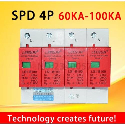 SPD 3P+N Surge ProtectIve Device 60KA~100KA B~385VAC House Surge Protector Protection Protective Low-voltage Arrester Device4P