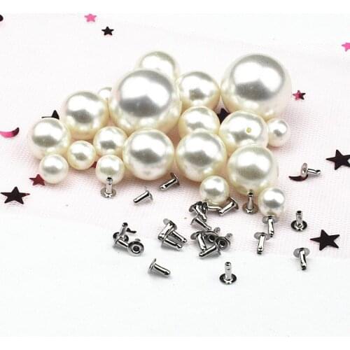 100pcs 6-18mm White And Black Pearl Rivets Button/ Head Acryl rivet For Wedding Dresses Pants Hat Bag Shoes Crafts Decoration